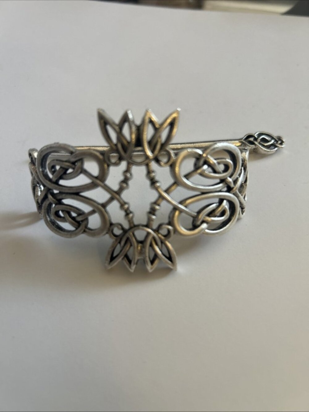 Celtic Hair Barrette Clip Antique Silver Zinc Alloy Celtic Medieval Knot Design